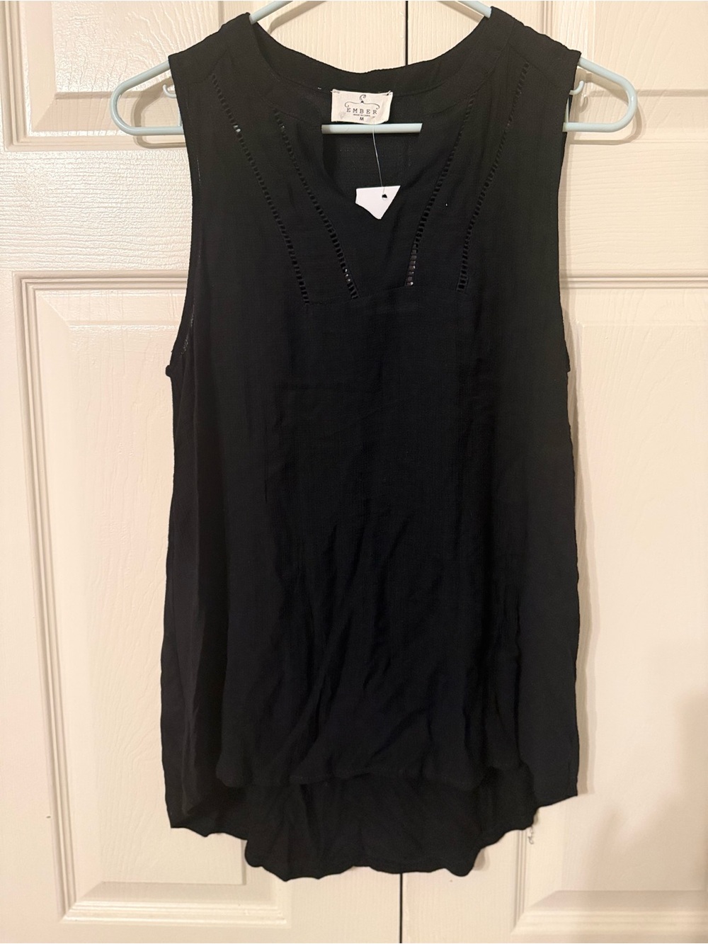 Ember Lightweight Black Sleeveless V-Neck Tank